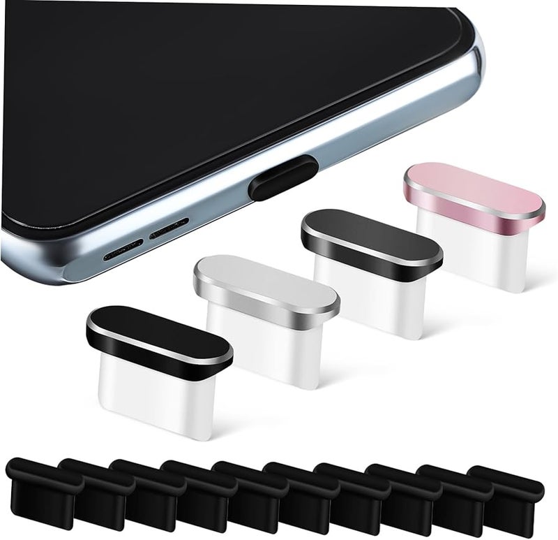 14 قطعة من سدادات منفذ USB C باللون الأسود لحماية منفذ شحن الهاتف من الغبار - Image 1